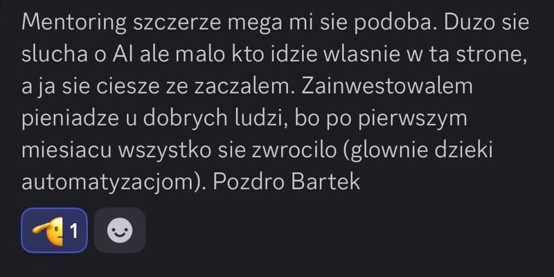 Opinia uczestnika #5 programu AI Expert Academy prowadzonego przez Bartosza Cruz
